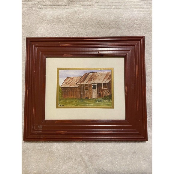 Signed Original Watercolor of Out Building/Barn - Picture 1 of 4